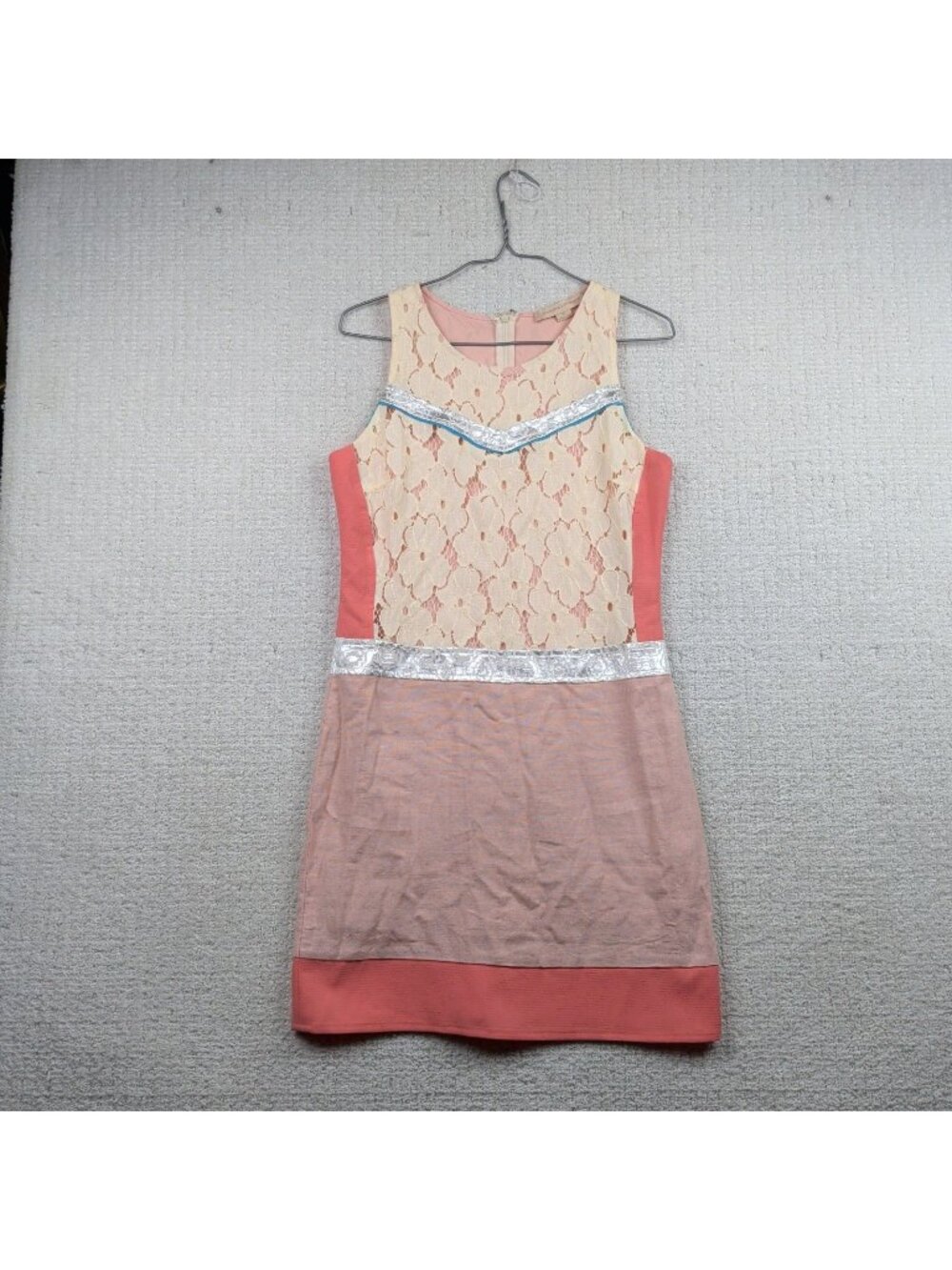 Anthropologie Champagne & Strawberry Vintage Inspired Collection Dress Sz S Pink
